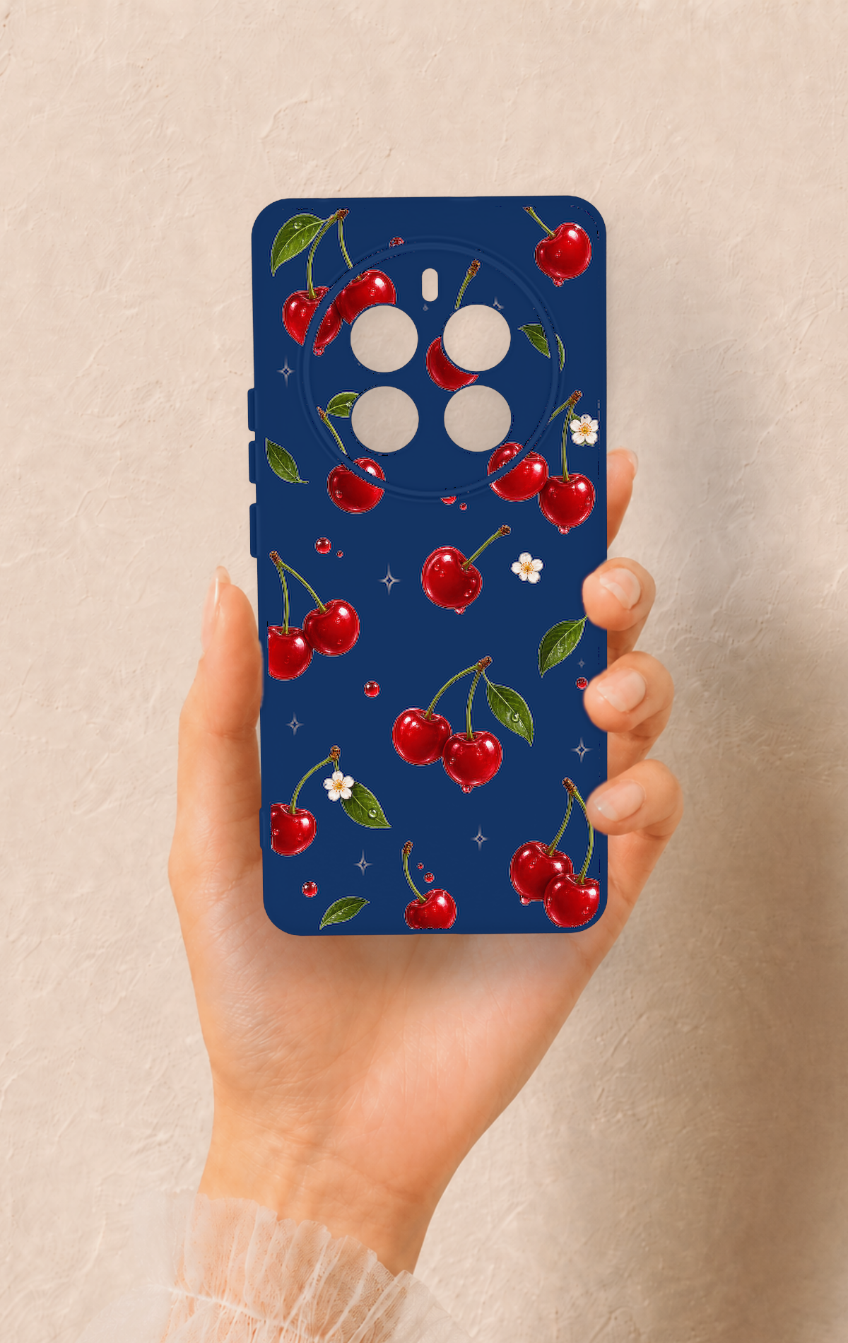 Realme 12 Pro Uyumlu Kiraz Papatya Desenli Silikon Kılıf