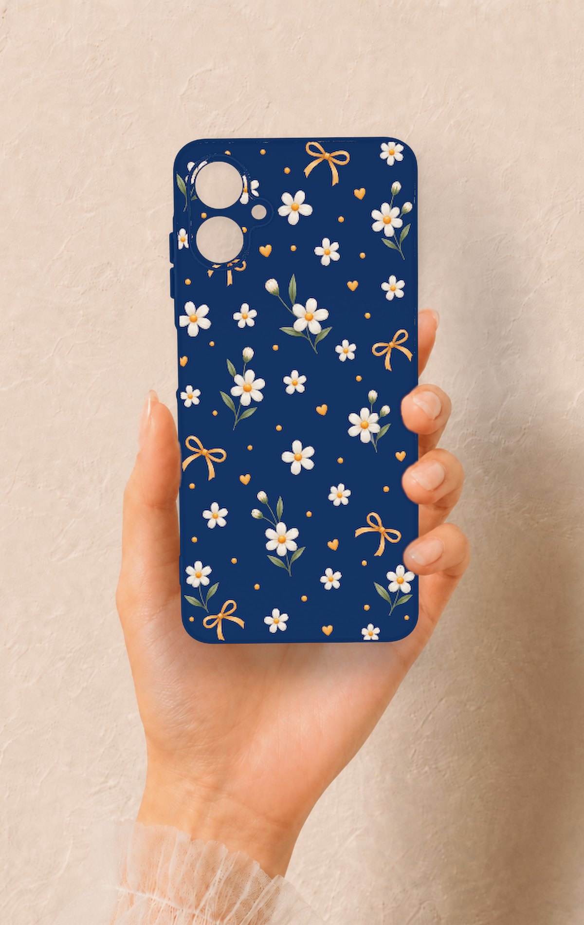 Samsung A06 Uyumlu Papatya Fiyonk Desenli Silikon Kılıf