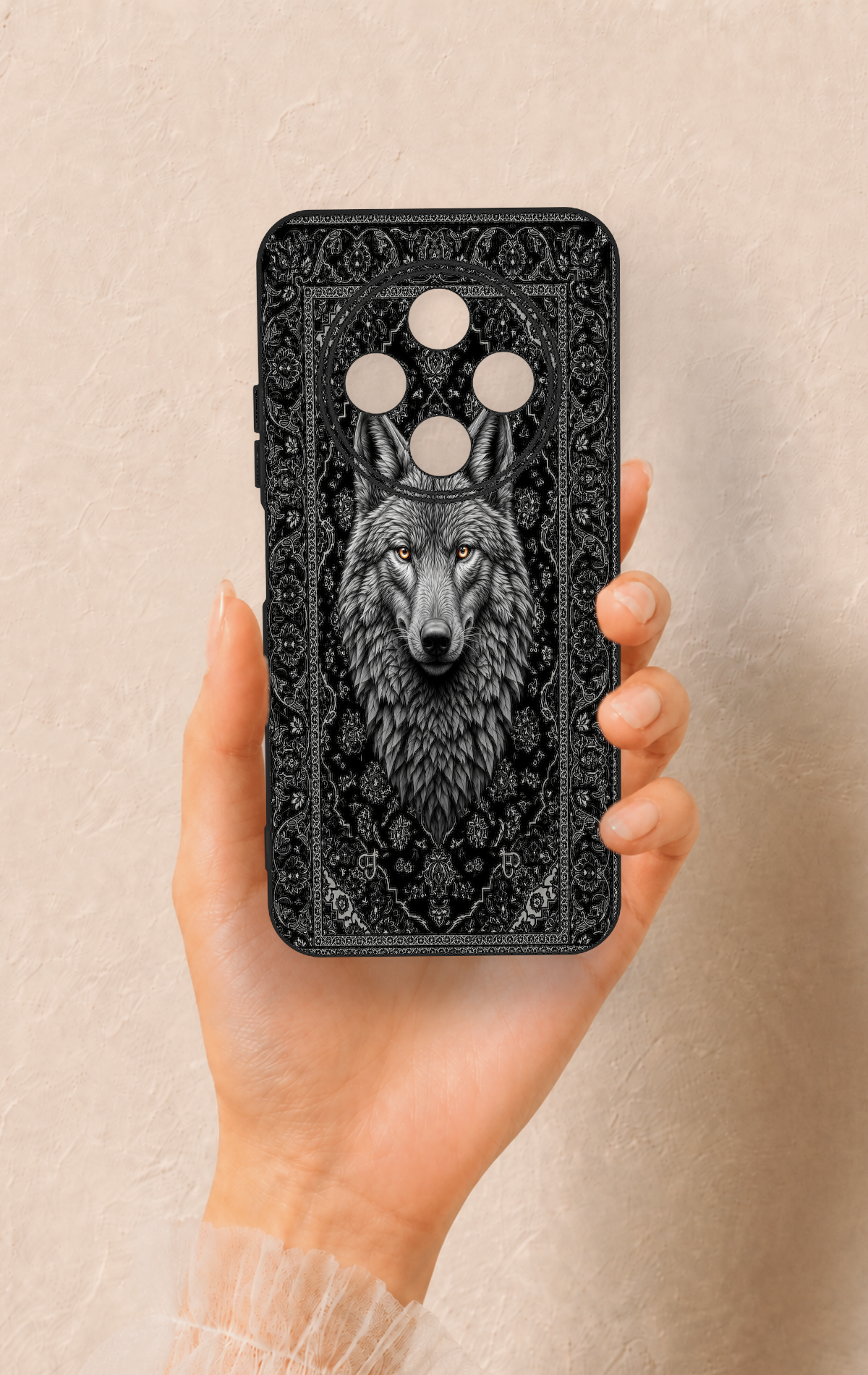 Tecno Spark 30C Uyumlu Etnik Kurt Desenli Silikon Kılıf