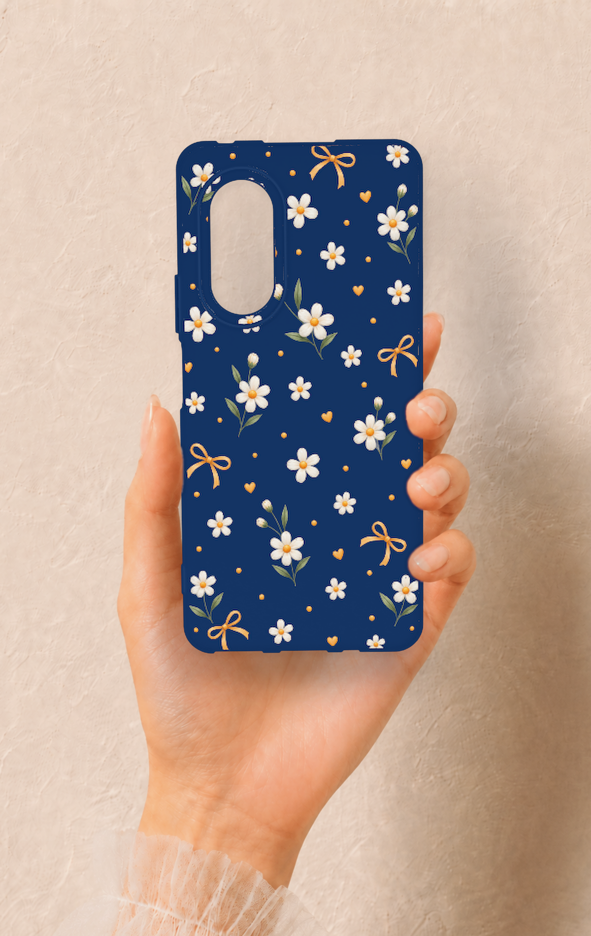 Huawei Nova 9Se Uyumlu Papatya Fiyonk Desenli Silikon Kılıf