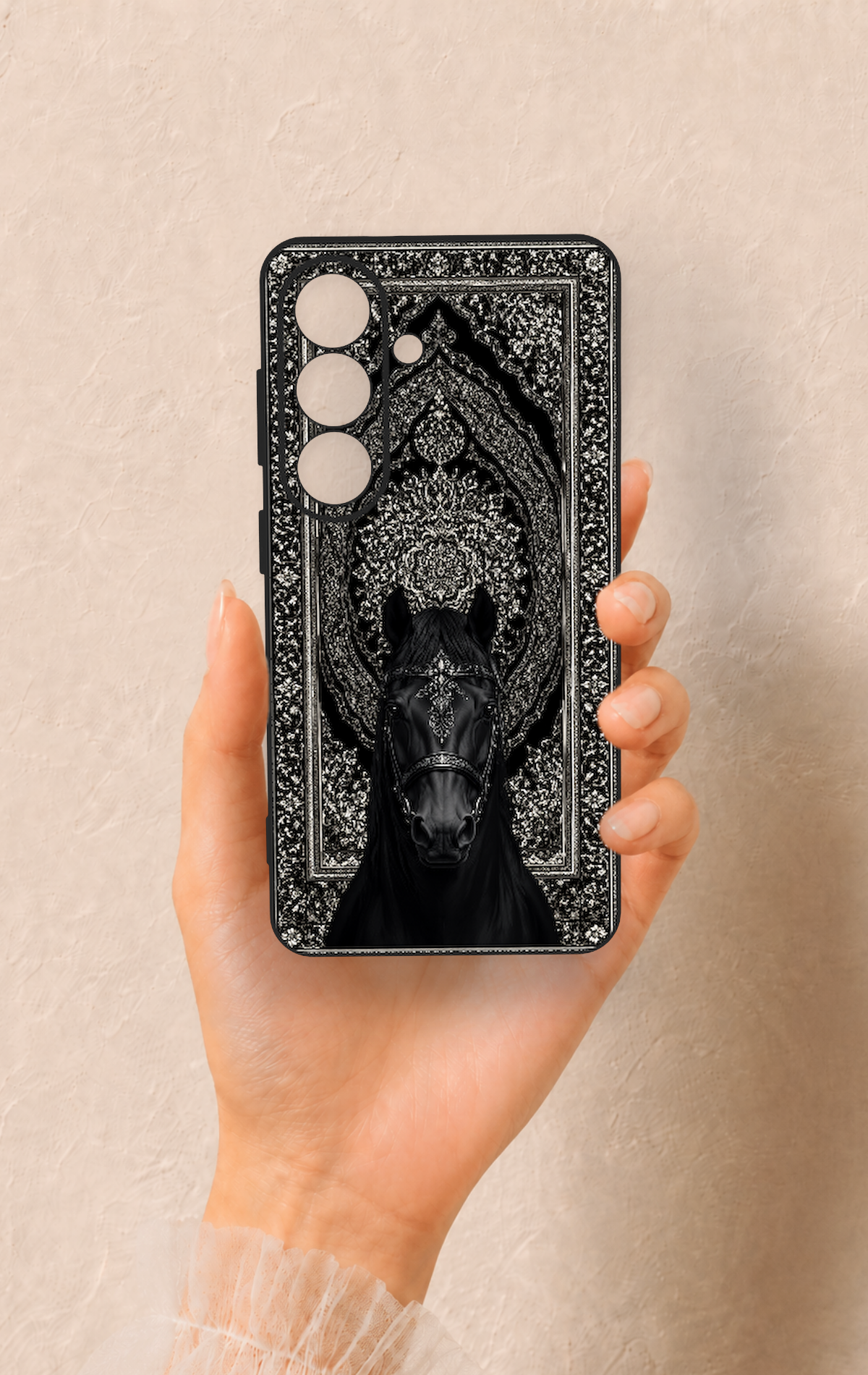 Samsung S26 Uyumlu Etnik At Figürü Desenli Silikon Kılıf