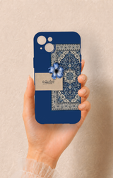 iPhone 14 Plus/15 Plus Uyumlu Mavi Etnik Halı Desenli Silikon Kılıf