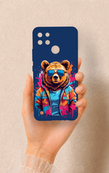 Realme C21Y Uyumlu Gözlüklü Ayı Desenli Silikon Kılıf