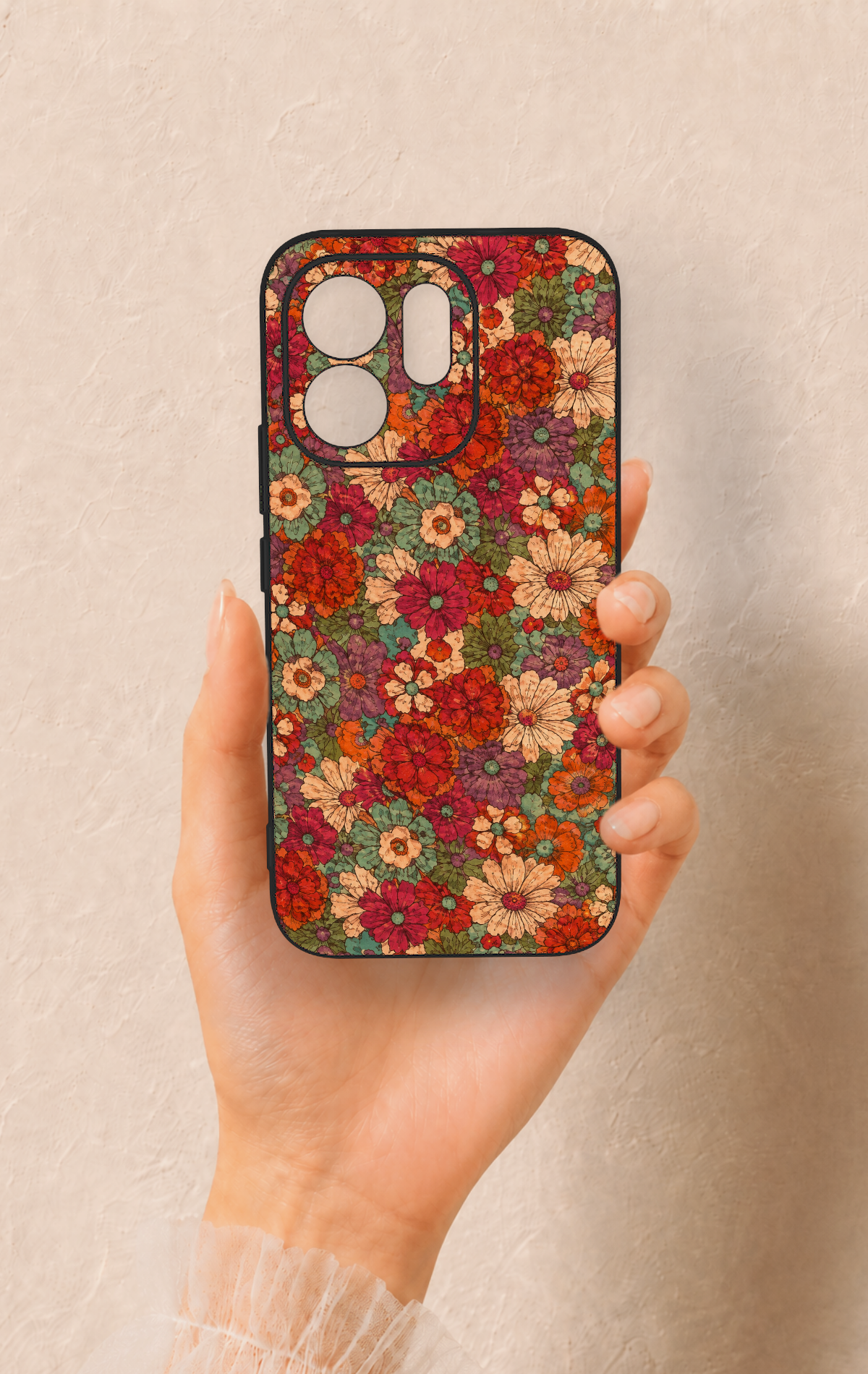 Vivo V70 5G Uyumlu Pastel Çiçek Bahçesi Desenli Silikon Kılıf