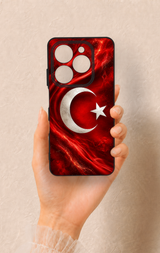 Tecno Spark 20C Uyumlu Türk Bayrağı Desenli Silikon Kılıf