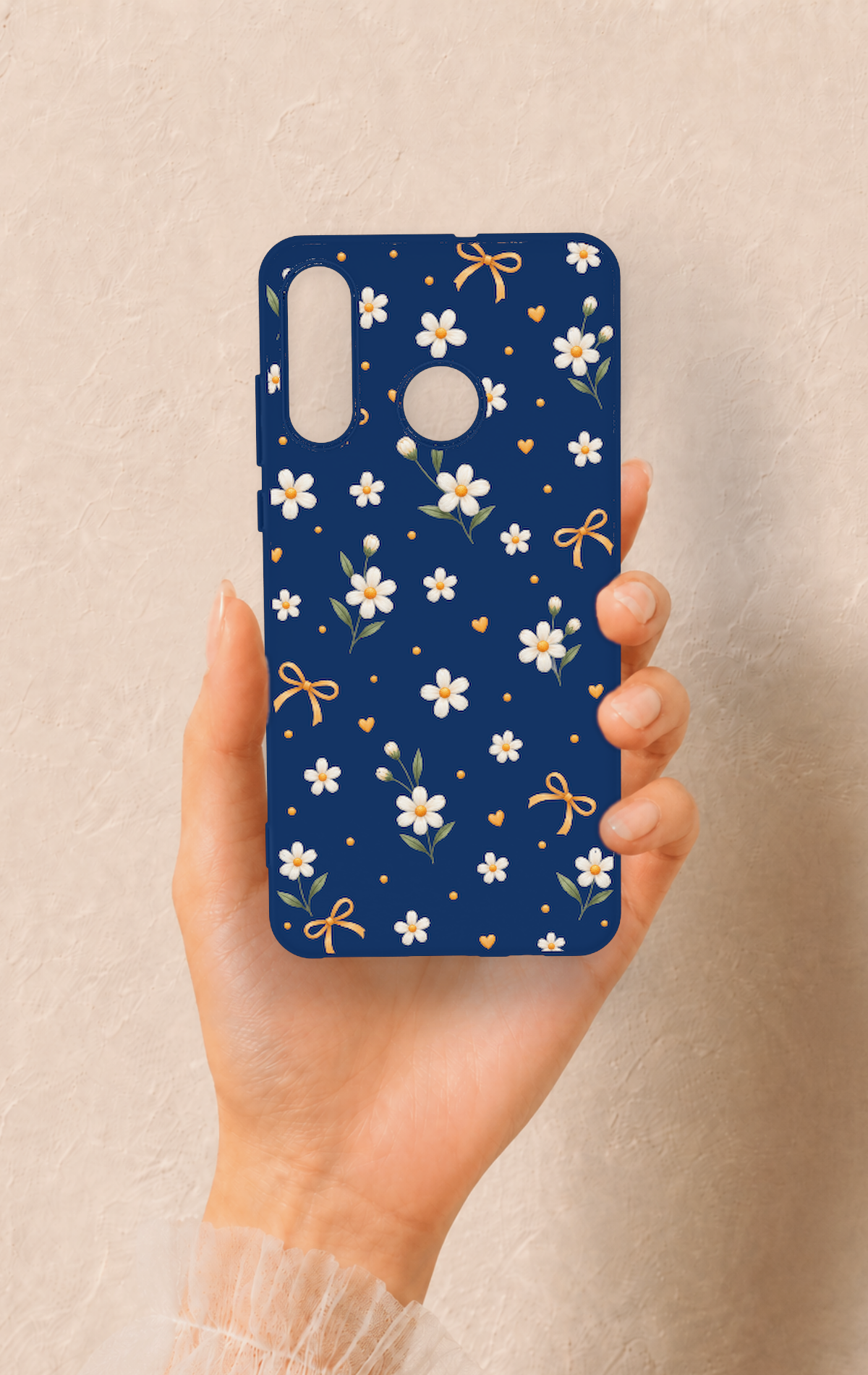 Huawei P30 Lite Uyumlu Papatya Fiyonk Desenli Silikon Kılıf