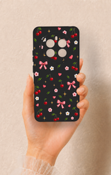 Realme 12 4G Uyumlu Papatya Kiraz Fiyonk Desenli Silikon Kılıf