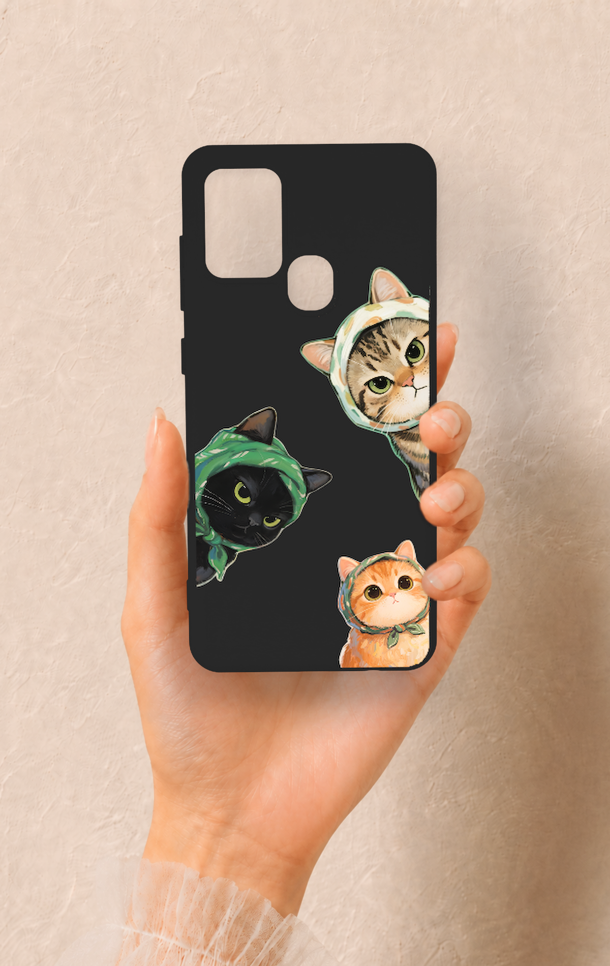 Samsung A21S Uyumlu Kedi Ekibi Desenli Silikon Kılıf