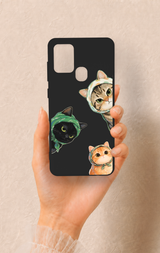 Samsung A21S Uyumlu Kedi Ekibi Desenli Silikon Kılıf