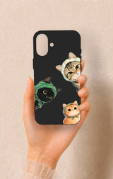 iPhone 16 Plus Uyumlu Kedi Ekibi Desenli Silikon Kılıf