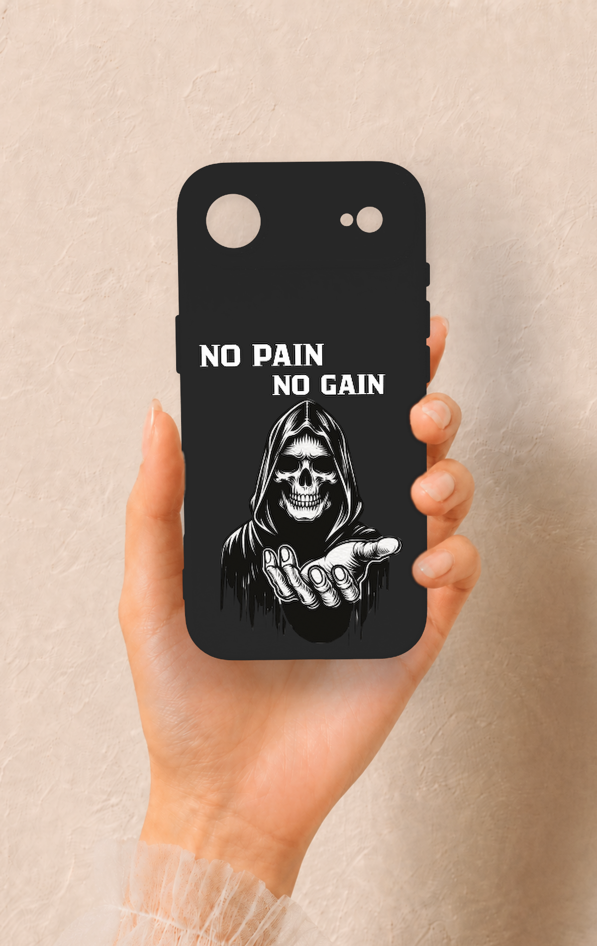 iPhone 17 Air Uyumlu No Pain No Gain Desenli Silikon Kılıf