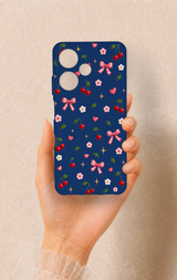 İnfinix Hot 30i Uyumlu Çiçek Kiraz Fiyonk Desenli Silikon Kılıf
