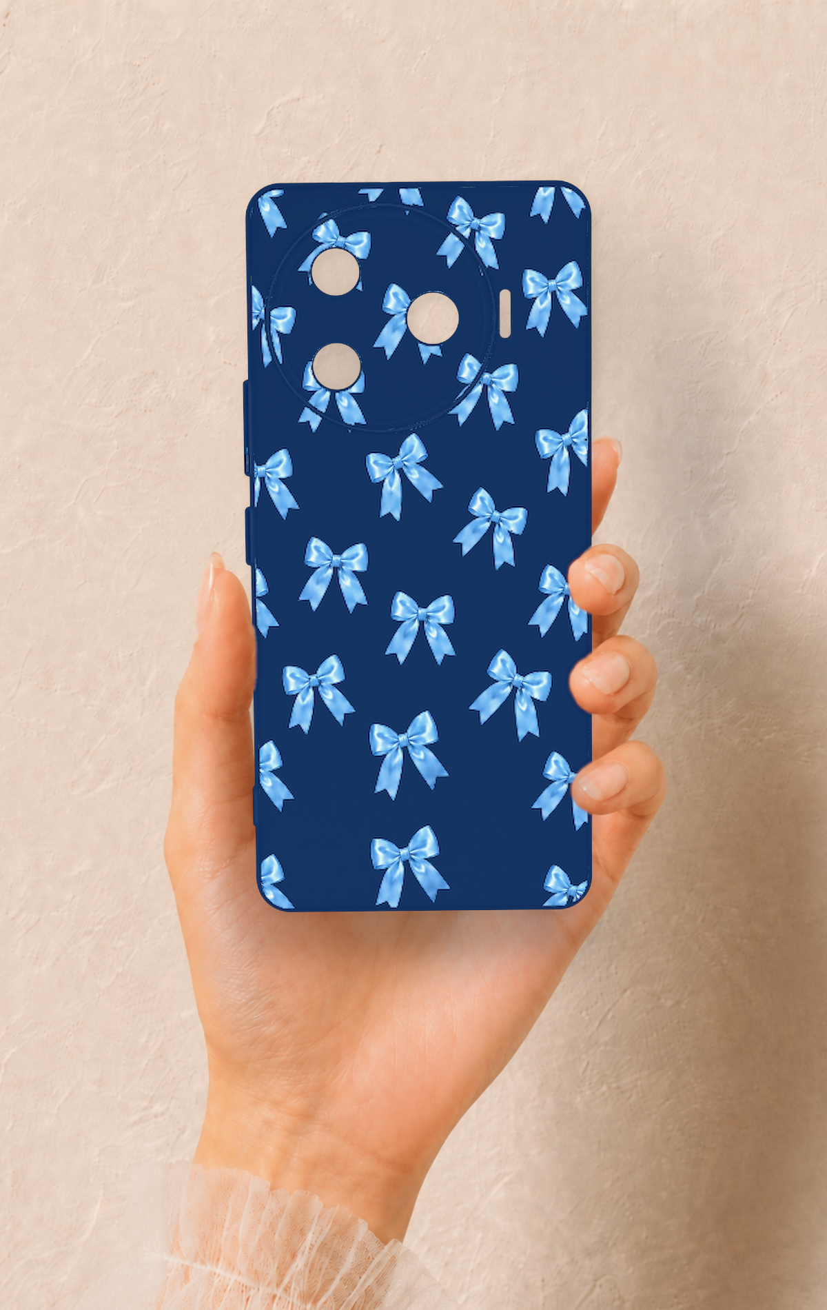 Tecno Camon 30 Pro 5G Uyumlu Mavi Fiyonk Kurdele Desenli Silikon Kılıf