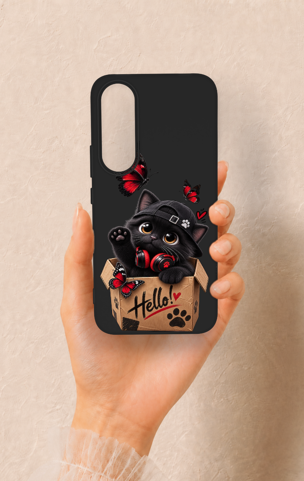 Vivo V70 FE 5G Uyumlu Hello Cat Desenli Silikon Kılıf