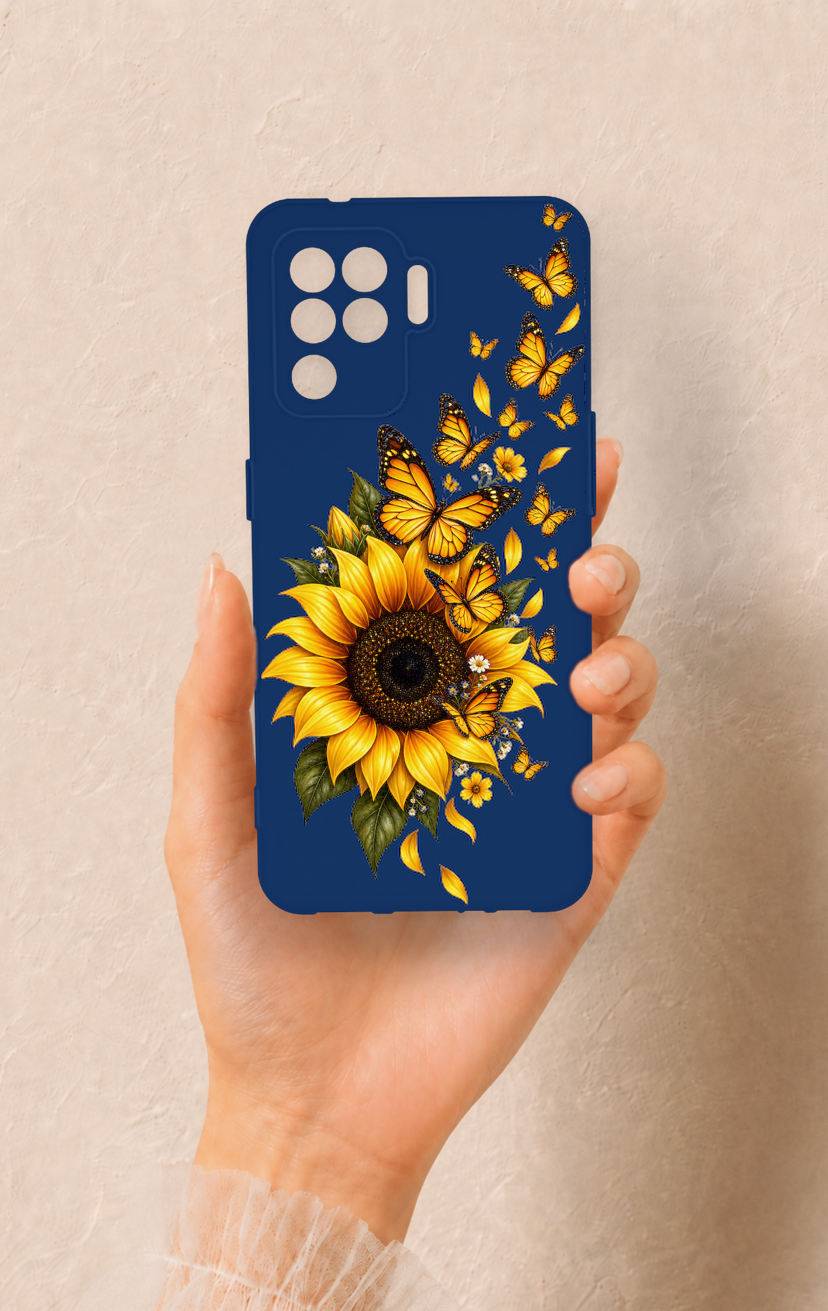Oppo Reno 5 Lite Uyumlu Ayçiçeği Desenli Silikon Kılıf