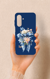 Samsung A26 Uyumlu Mavi Kurdeleli Çiçek Desenli Silikon Kılıf
