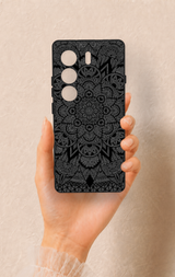 Tecno Camon 40 4G Uyumlu Siyah Beyaz Mandala Desenli Silikon Kılıf
