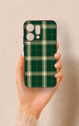 Oppo Reno 14 Uyumlu Klasik Yeşil Ekose Desenli Silikon Kılıf