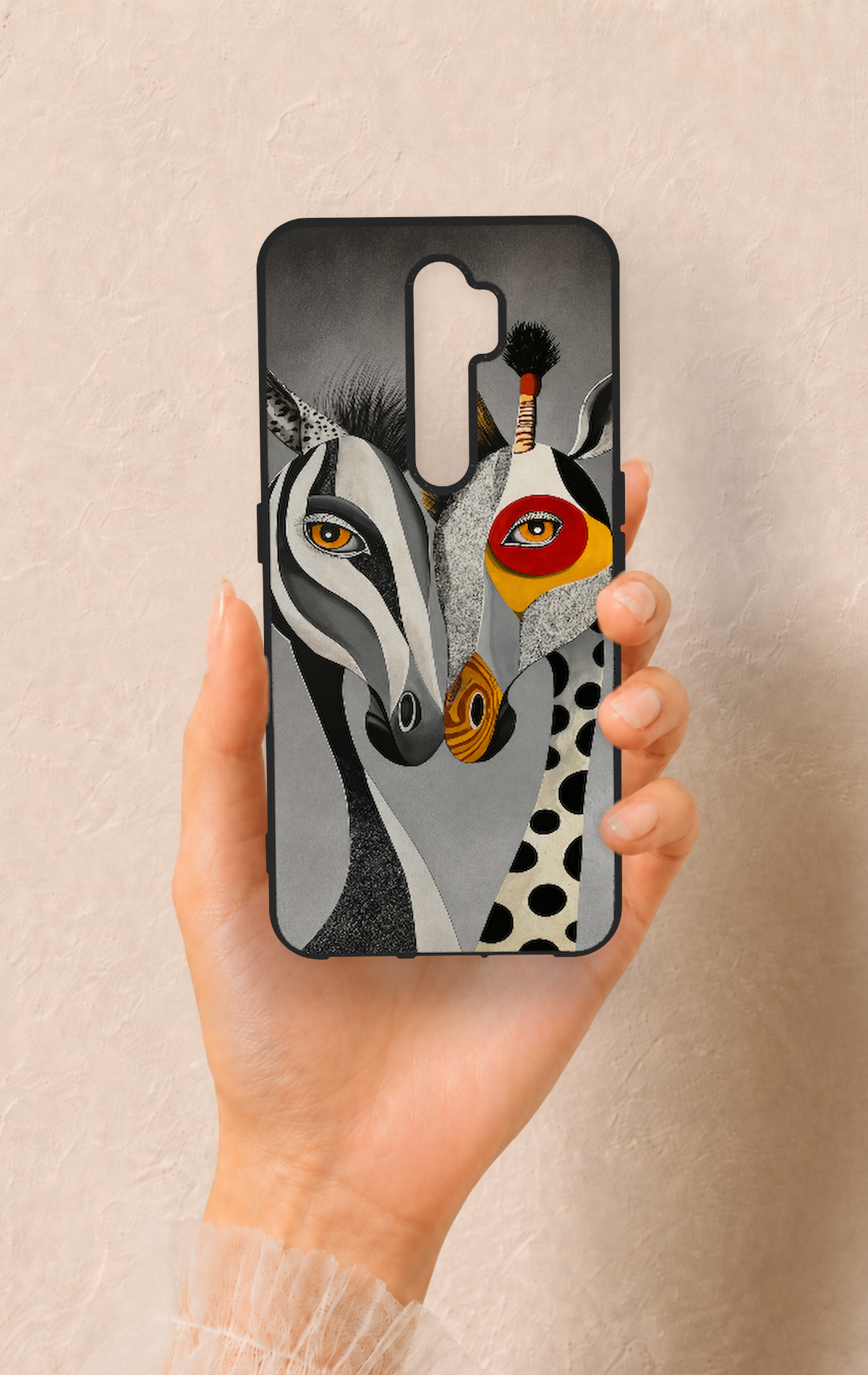 Oppo A5 2020 Uyumlu Zebra ve Zürafa Desenli Silikon Kılıf