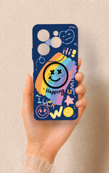 İnfinix Hot 40 Pro Uyumlu Happing Smile Desenli Silikon Kılıf