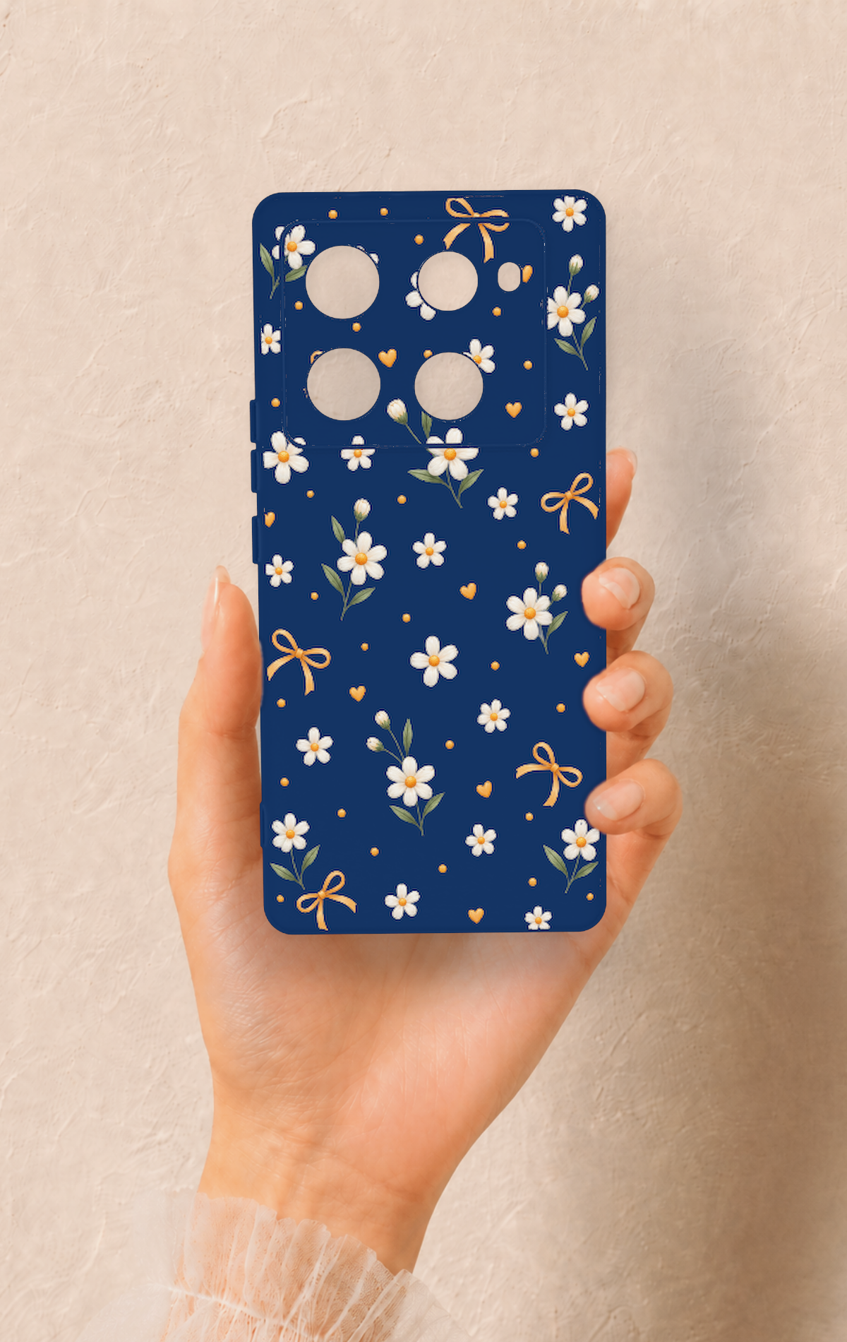 İnfinix Note 40 Pro Uyumlu Papatya Fiyonk Desenli Silikon Kılıf
