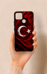 Realme C25 Uyumlu Kurt Türk Bayrağı Desenli Silikon Kılıf