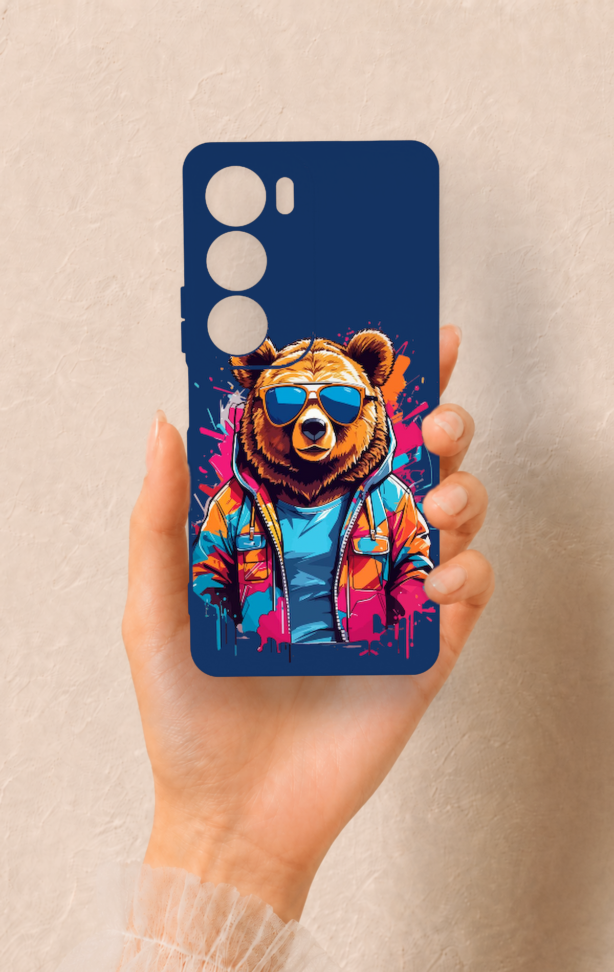 Vivo Y19s Uyumlu Gözlüklü Ayı Desenli Silikon Kılıf
