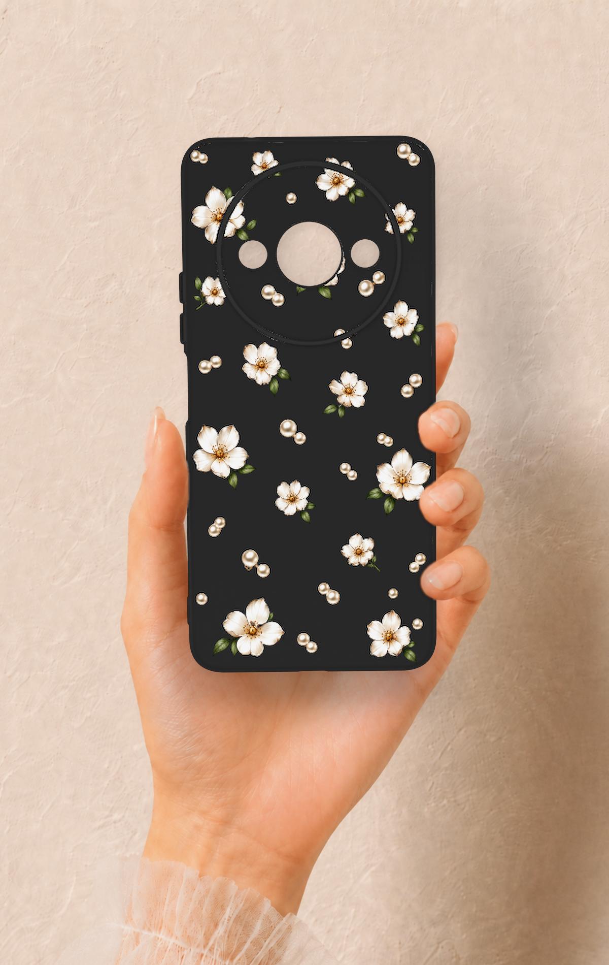 Redmi A3 Uyumlu İnci Papatya Desenli Silikon Kılıf