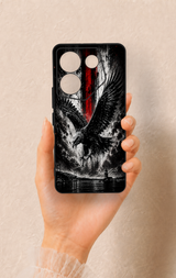 Tecno Camon 20 Pro Uyumlu Kara Kartal Desenli Silikon Kılıf