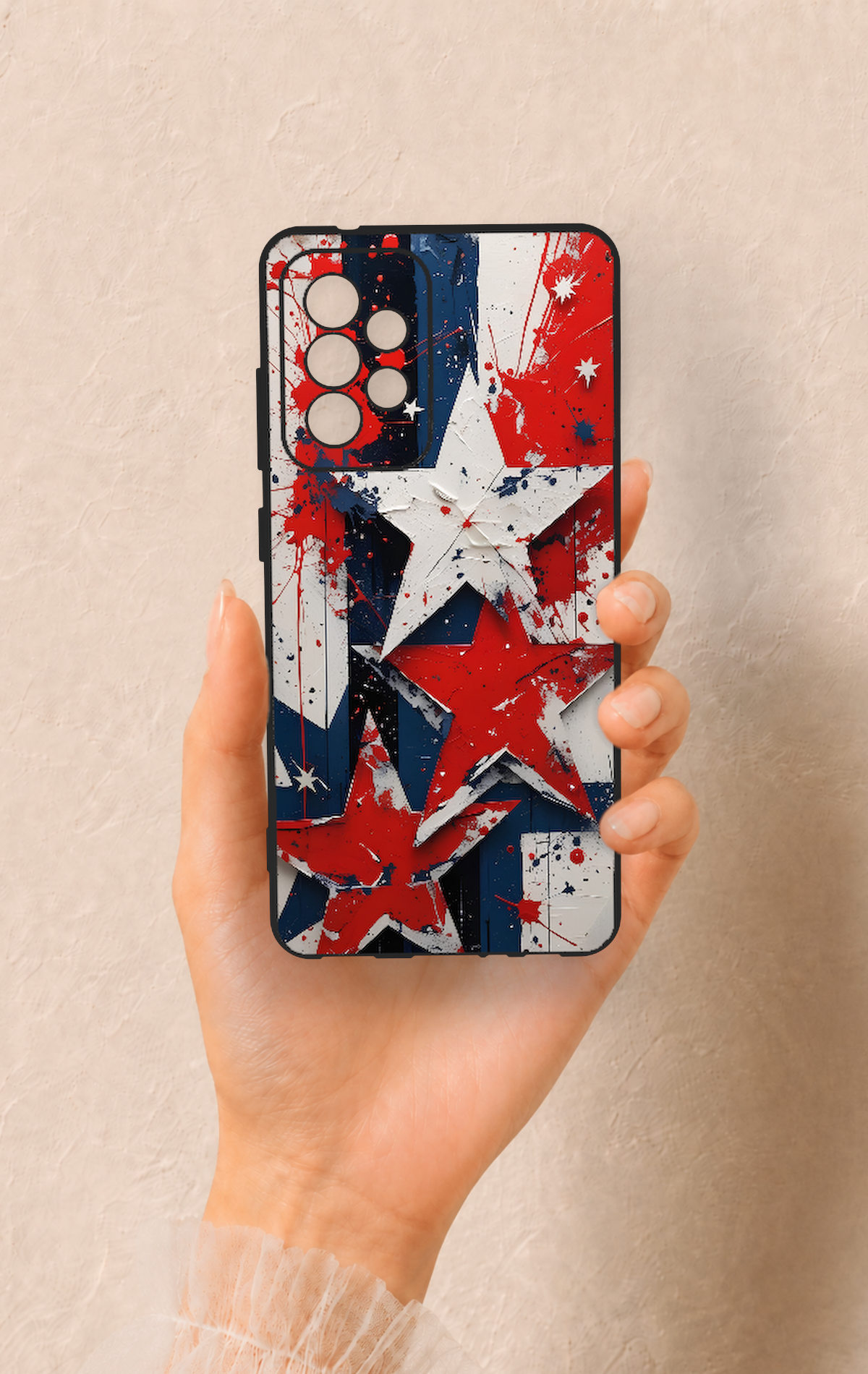 Samsung A52 Uyumlu Star Flag Desenli Silikon Kılıf