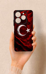 Tecno Spark 10 Pro Uyumlu Kurt Türk Bayrağı Desenli Silikon Kılıf