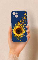 iPhone 14 Plus/15 Plus Uyumlu Ayçiçeği Desenli Silikon Kılıf