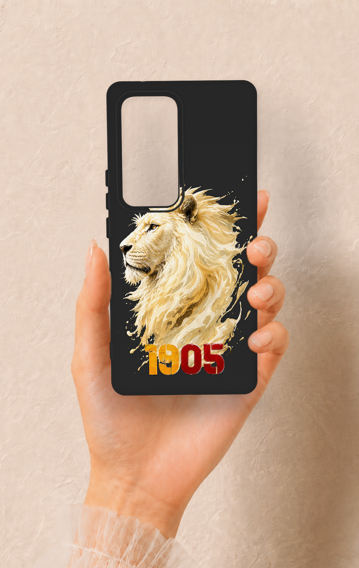 Vivo V30 Uyumlu Sarı Kırmızı 1905 Aslan Desenli Silikon Kılıf