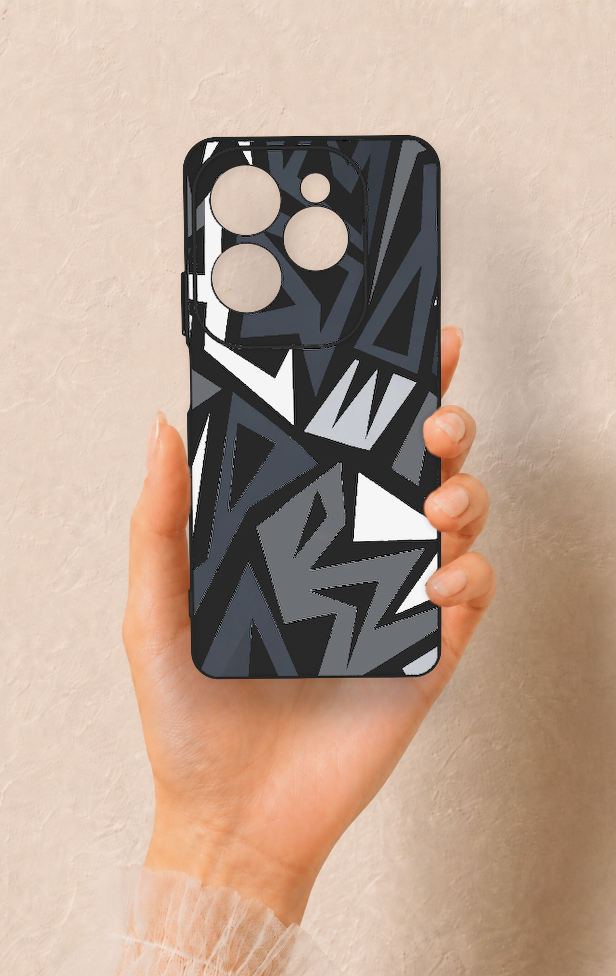 İnfinix Hot 40 Pro Uyumlu Geometrik Blok Desenli Silikon Kılıf