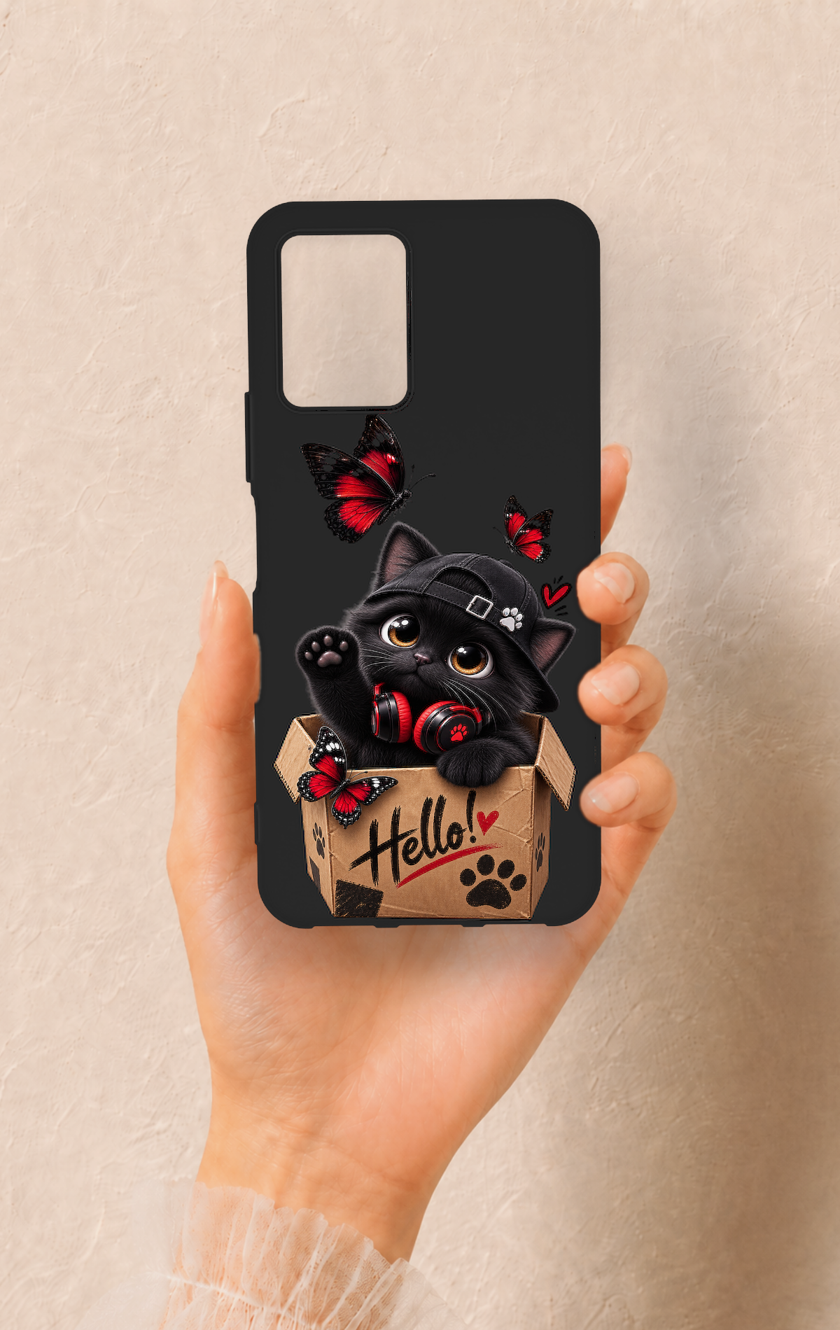 Vivo Y33S Uyumlu Hello Cat Desenli Silikon Kılıf