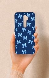 Oppo A5 2020 Uyumlu Mavi Fiyonk Kurdele Desenli Silikon Kılıf