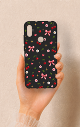 Huawei Y6 2019 Uyumlu Papatya Kiraz Fiyonk Desenli Silikon Kılıf