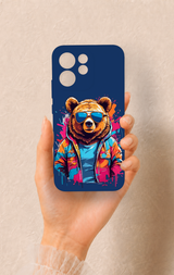 Oppo Reno 15F Uyumlu Gözlüklü Ayı Desenli Silikon Kılıf