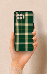 Oppo Reno 4 Lite Uyumlu Klasik Yeşil Ekose Desenli Silikon Kılıf