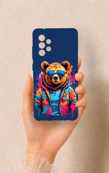 Samsung A52 Uyumlu Gözlüklü Ayı Desenli Silikon Kılıf