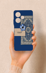 İnfinix Hot 30 Uyumlu Mavi Etnik Halı Desenli Silikon Kılıf