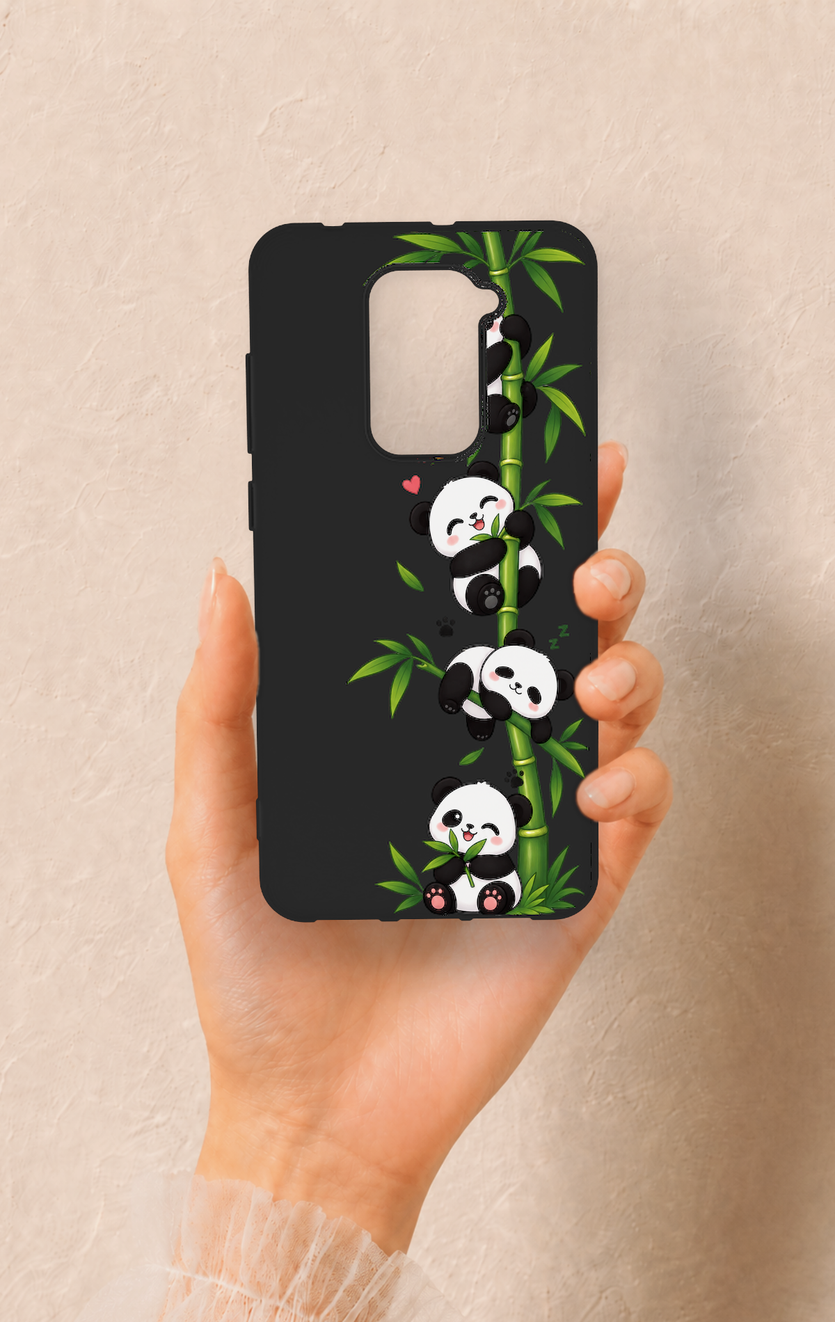 Redmi Note 9 Uyumlu Sevimli Panda Bambu Desenli Silikon Kılıf