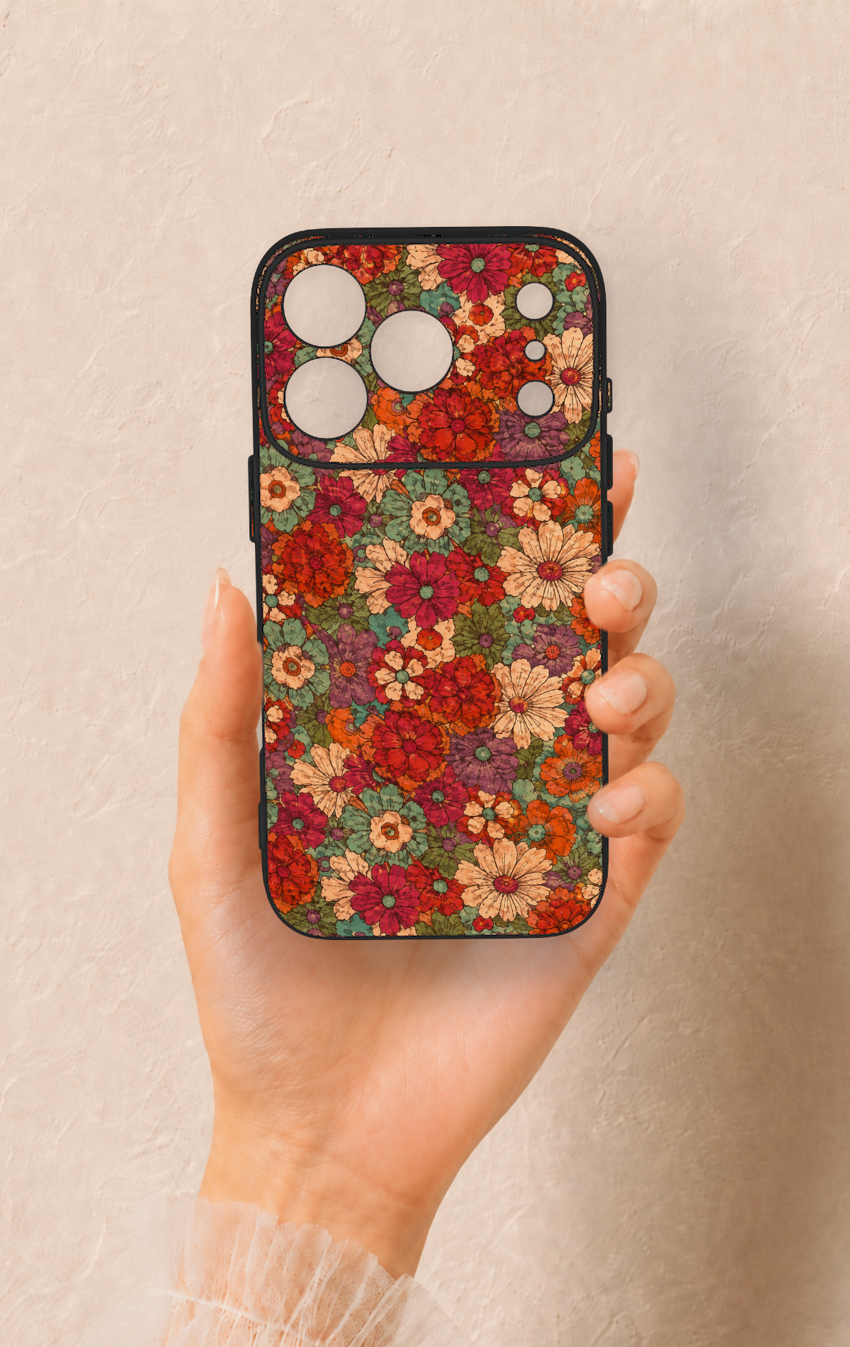 iPhone 17 Pro Uyumlu Pastel Çiçek Bahçesi Desenli Silikon Kılıf