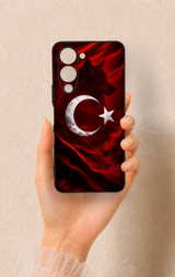 Vivo Y19 5G Uyumlu Kurt Türk Bayrağı Desenli Silikon Kılıf