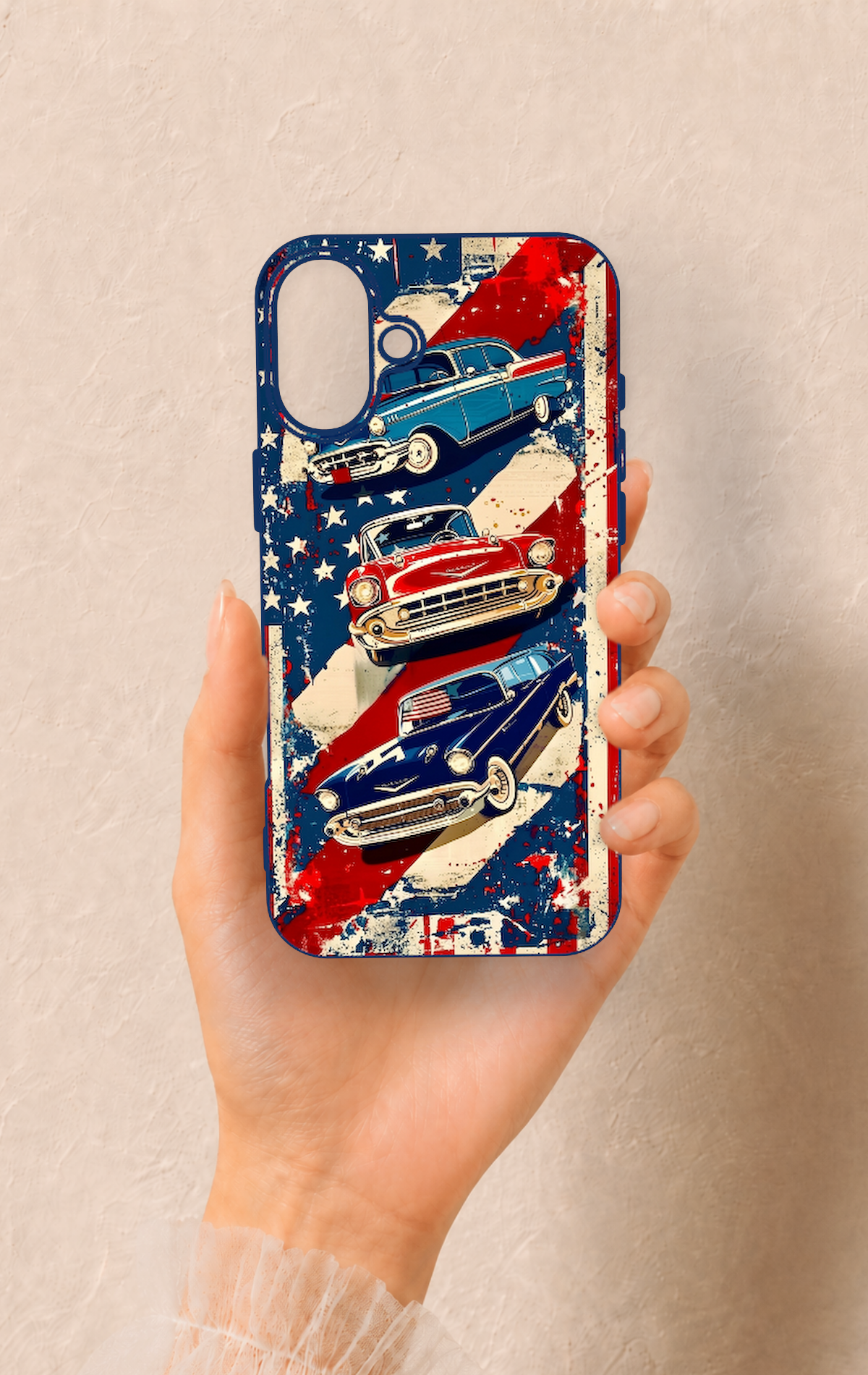 iPhone 16 Plus Uyumlu Amerikan Chevrolet Desenli Silikon Kılıf