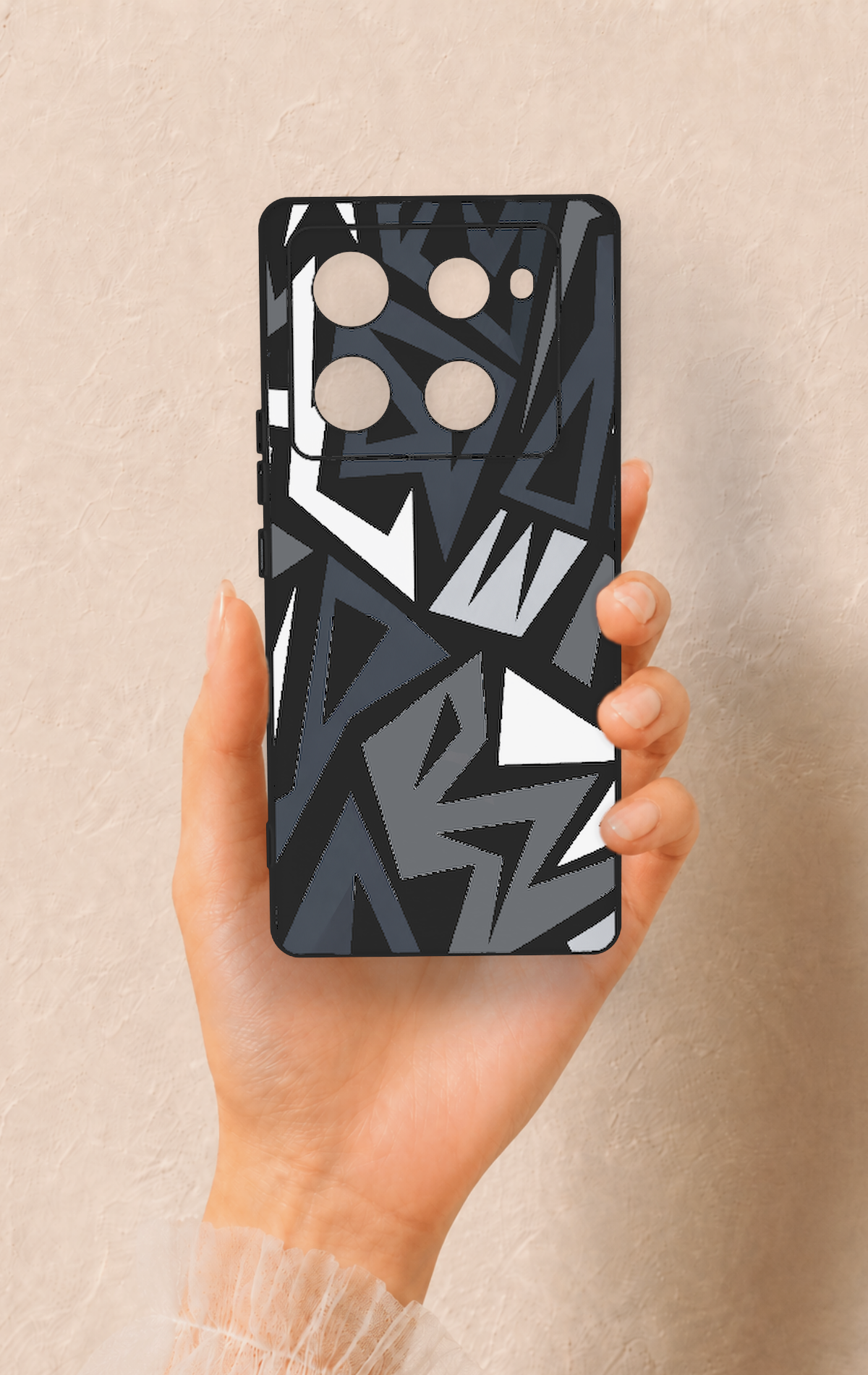 İnfinix Note 40 Pro Uyumlu Geometrik Blok Desenli Silikon Kılıf
