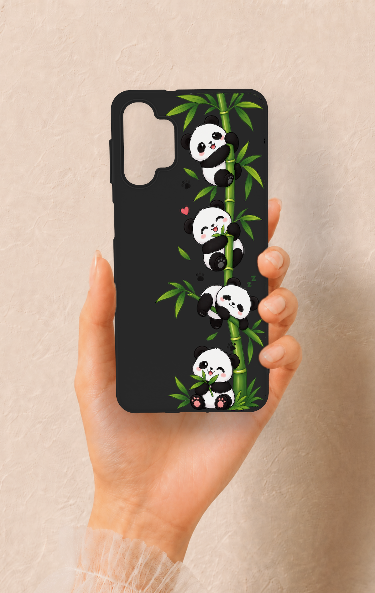 Samsung A32 Uyumlu Sevimli Panda Bambu Desenli Silikon Kılıf
