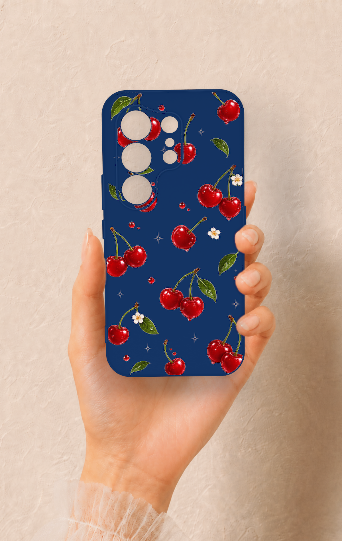 Tecno Camon 50 4G Uyumlu Kiraz Papatya Desenli Silikon Kılıf