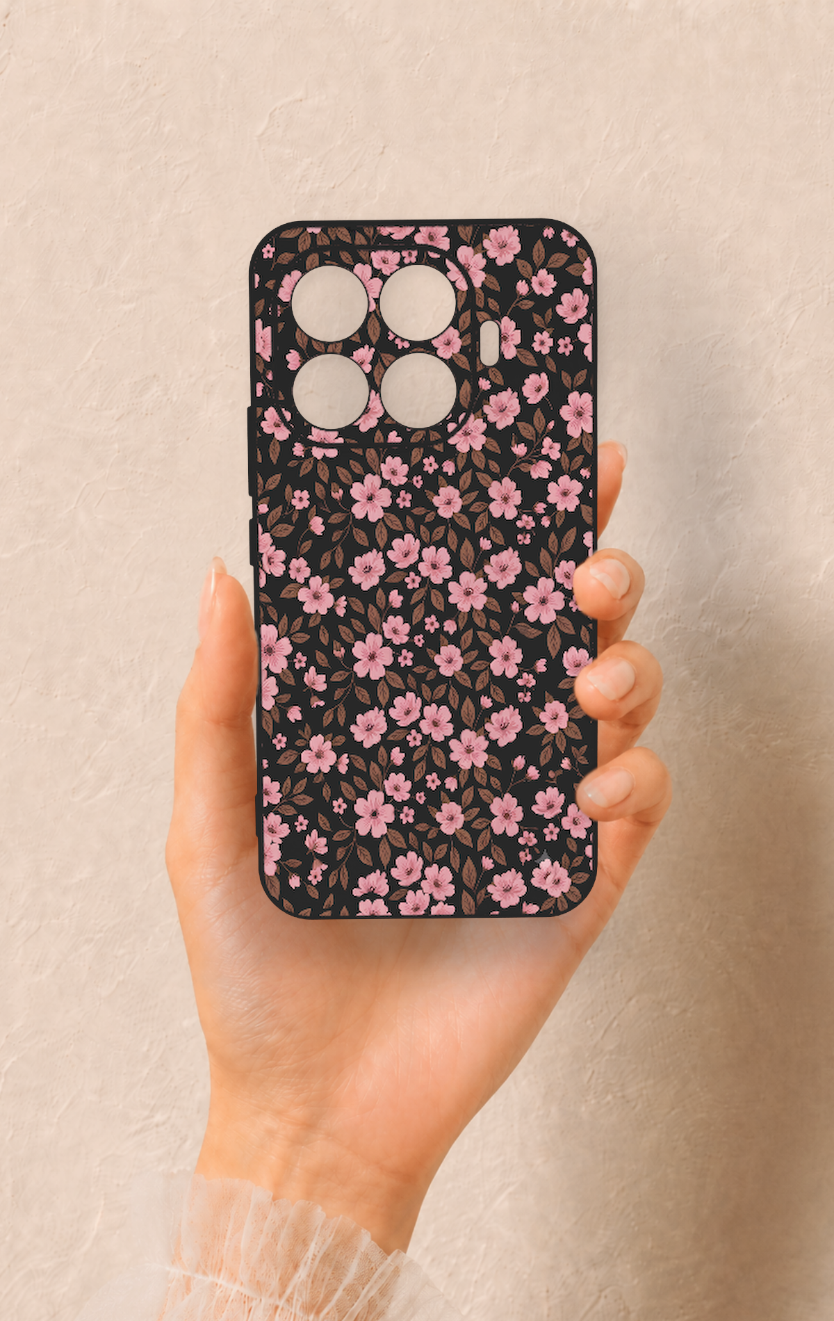Mi 17T Pro 5G Uyumlu Mini Pembe Çiçek Desenli Silikon Kılıf