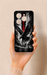Tecno Spark 20 Pro Uyumlu Kara Kartal Desenli Silikon Kılıf